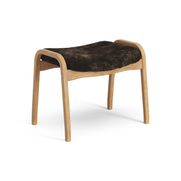 Poggiapiedi Lamino in rovere oliato/pelle di pecora, Espresso (marrone) Swedese