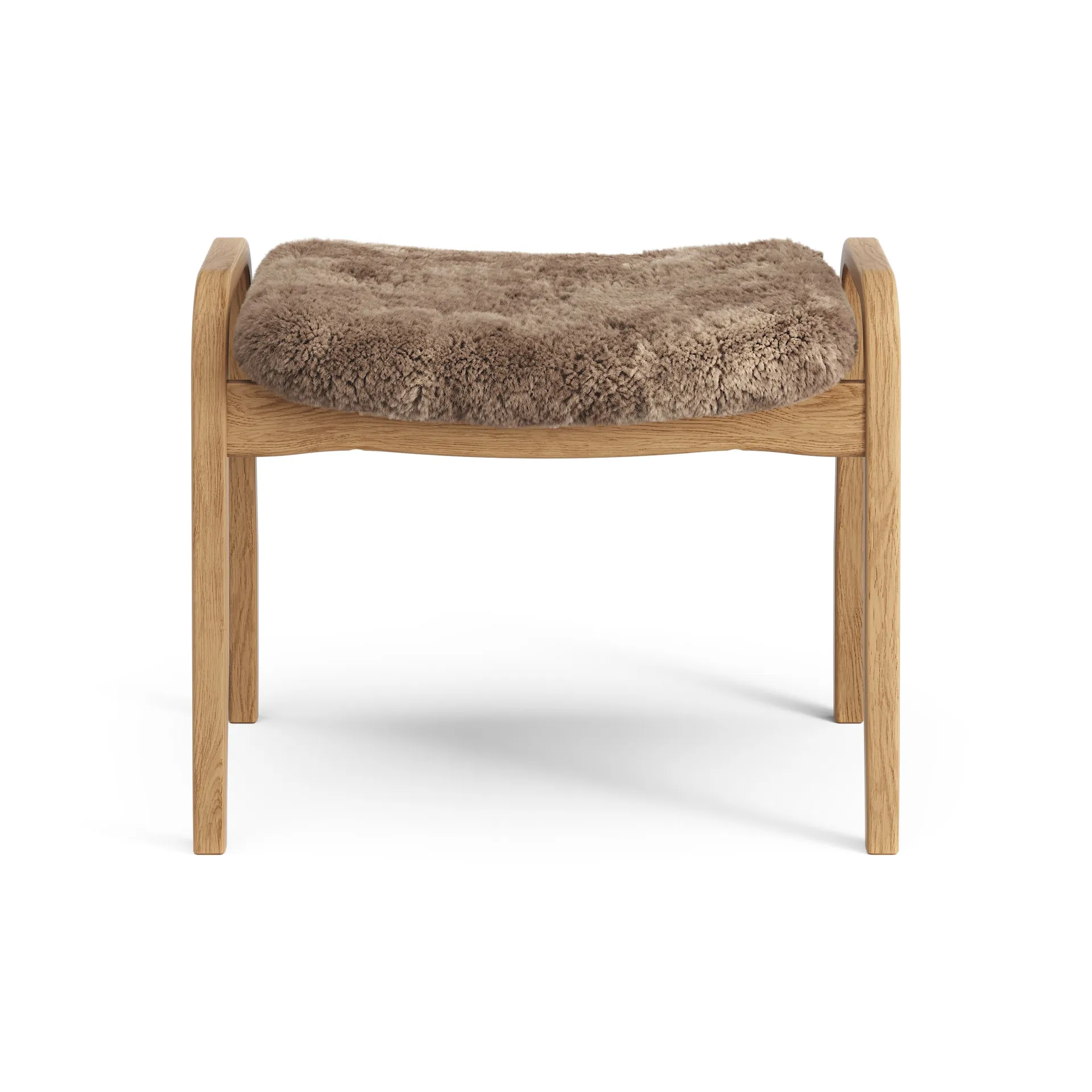 Poggiapiedi Lamino in rovere oliato/pelle di pecora, Sahara (marrone nougat) Swedese