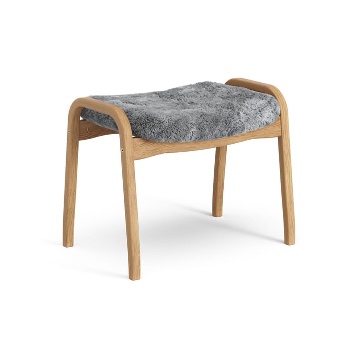 Poggiapiedi Lamino in rovere oliato/pelle di pecora, Scandinavian grey (grigio) Swedese