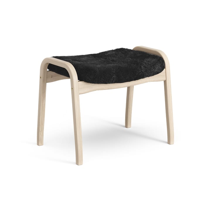 Poggiapiedi Lamino in rovere pigmentato bianco/pelle di pecora - Black (nero) - Swedese