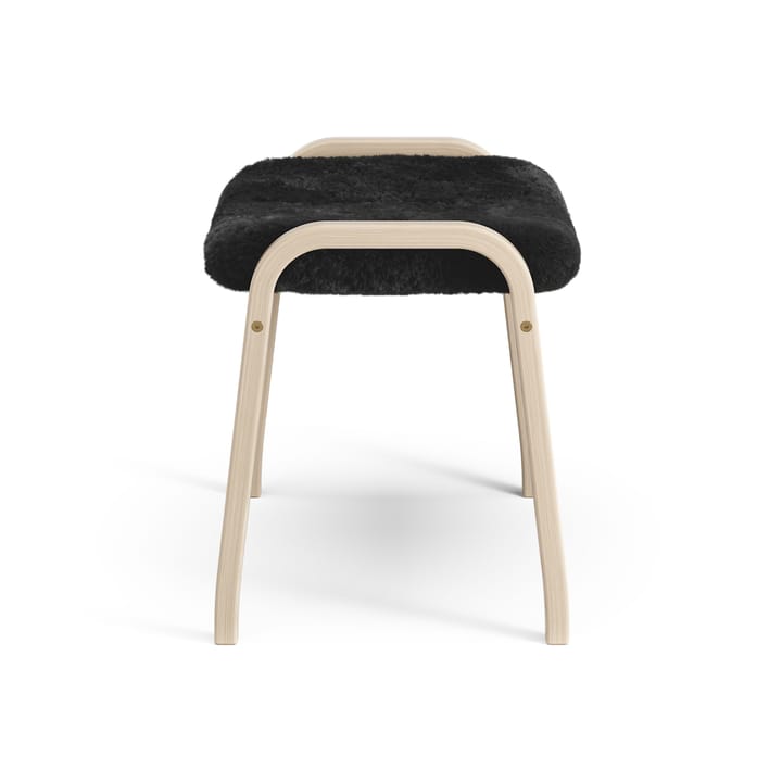 Poggiapiedi Lamino in rovere pigmentato bianco/pelle di pecora, Black (nero) Swedese