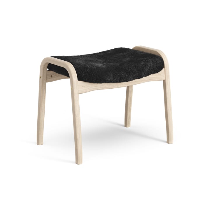 Poggiapiedi Lamino in rovere pigmentato bianco/pelle di pecora, Black (nero) Swedese