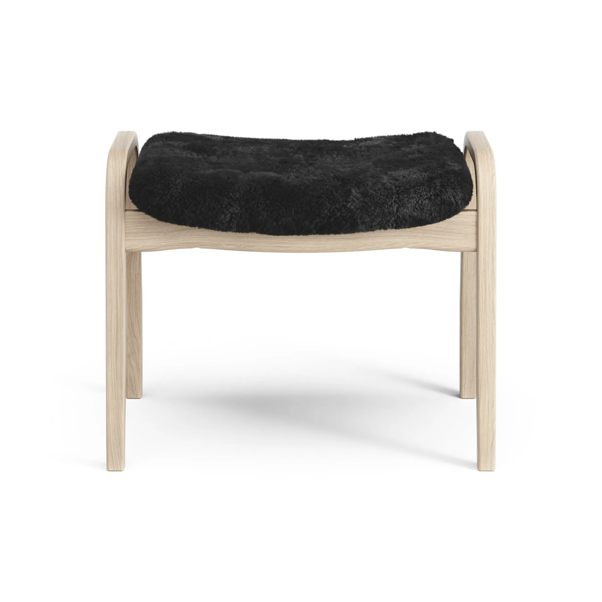 Poggiapiedi Lamino in rovere pigmentato bianco/pelle di pecora, Black (nero) Swedese