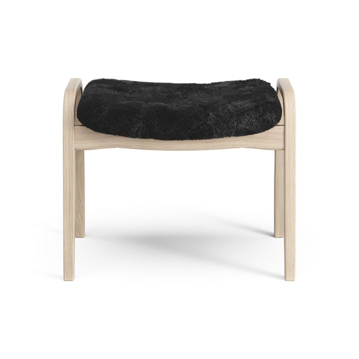 Poggiapiedi Lamino in rovere pigmentato bianco/pelle di pecora, Black (nero) Swedese