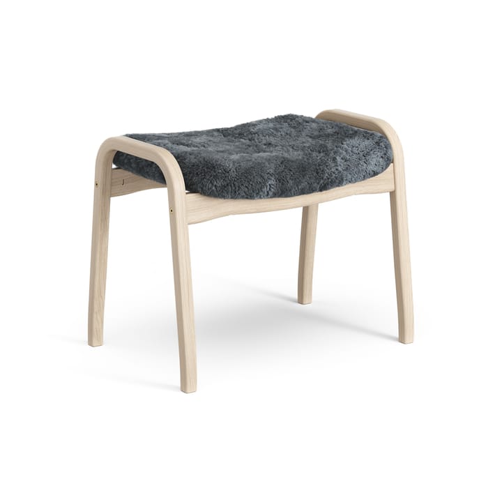 Poggiapiedi Lamino in rovere pigmentato bianco/pelle di pecora - Charcoal (grigio scuro) - Swedese