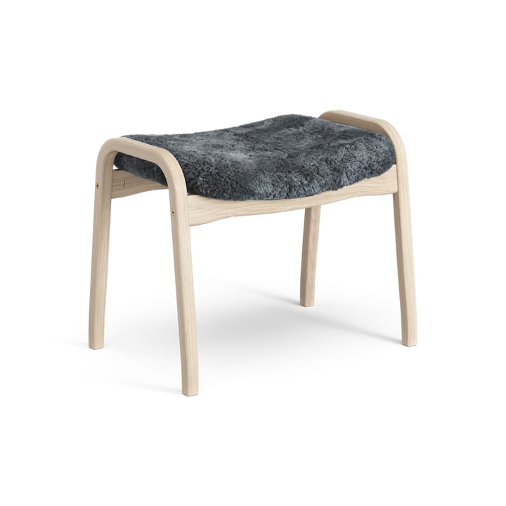 Poggiapiedi Lamino in rovere pigmentato bianco/pelle di pecora, Charcoal (grigio scuro) Swedese