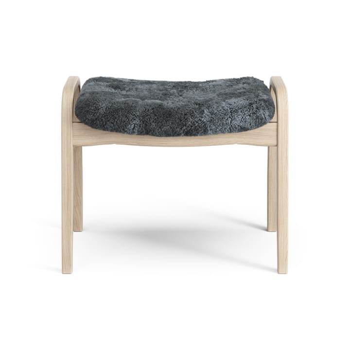 Poggiapiedi Lamino in rovere pigmentato bianco/pelle di pecora, Charcoal (grigio scuro) Swedese