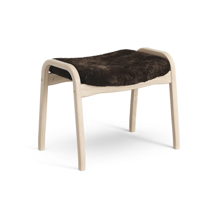 Poggiapiedi Lamino in rovere pigmentato bianco/pelle di pecora, Espresso (marrone) Swedese
