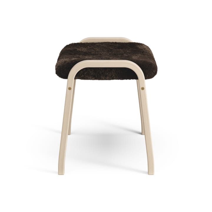 Poggiapiedi Lamino in rovere pigmentato bianco/pelle di pecora, Espresso (marrone) Swedese