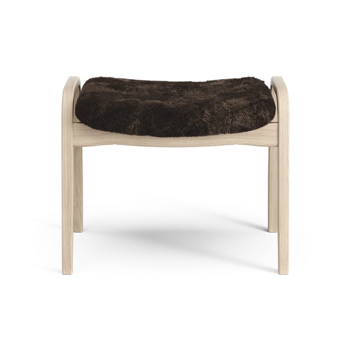 Poggiapiedi Lamino in rovere pigmentato bianco/pelle di pecora, Espresso (marrone) Swedese
