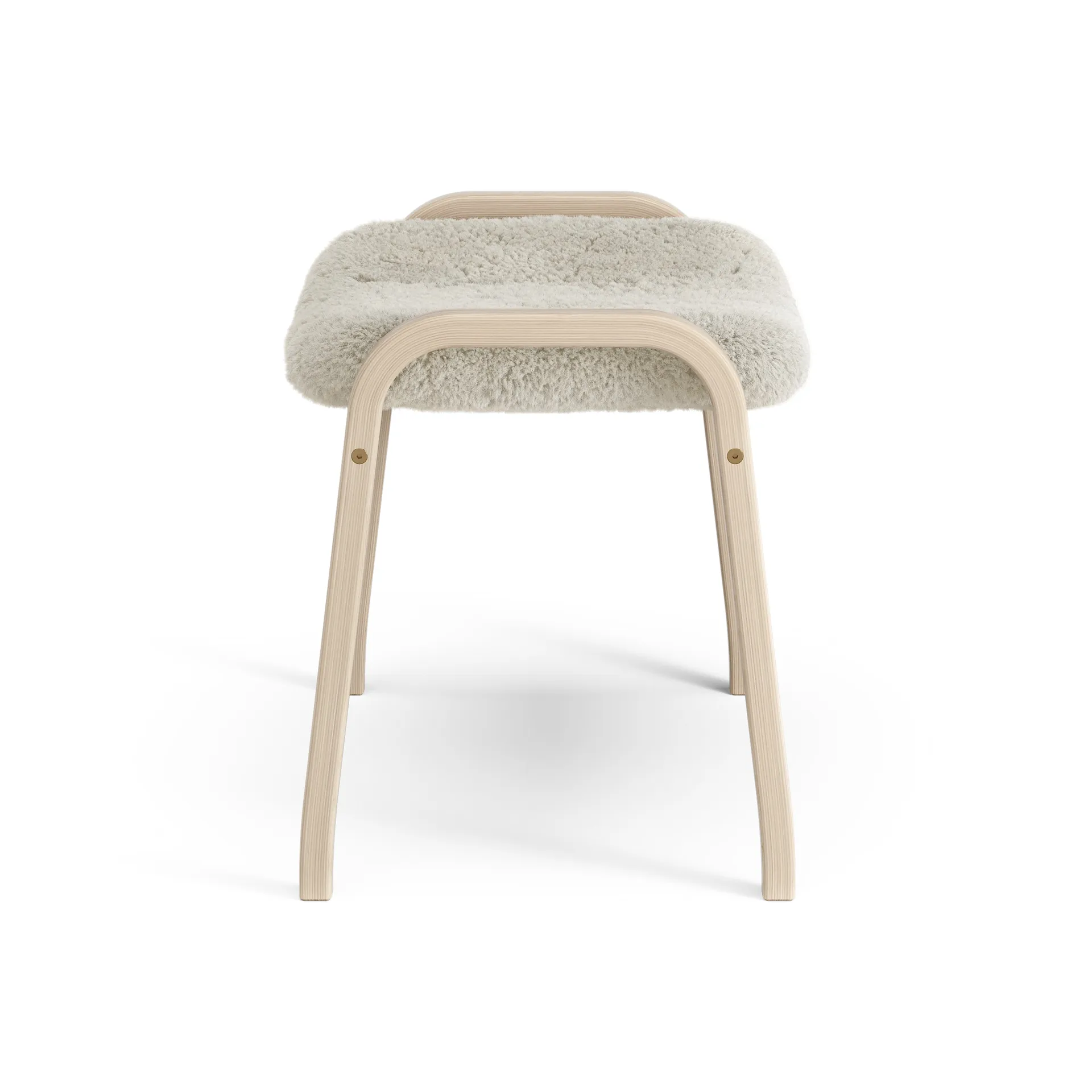 Poggiapiedi Lamino in rovere pigmentato bianco/pelle di pecora, Moonlight (beige) Swedese