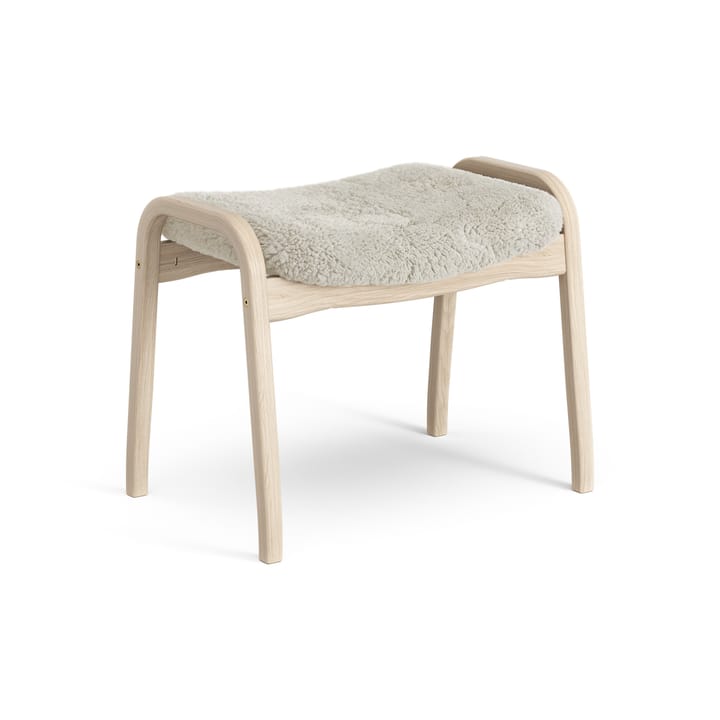 Poggiapiedi Lamino in rovere pigmentato bianco/pelle di pecora, Moonlight (beige) Swedese