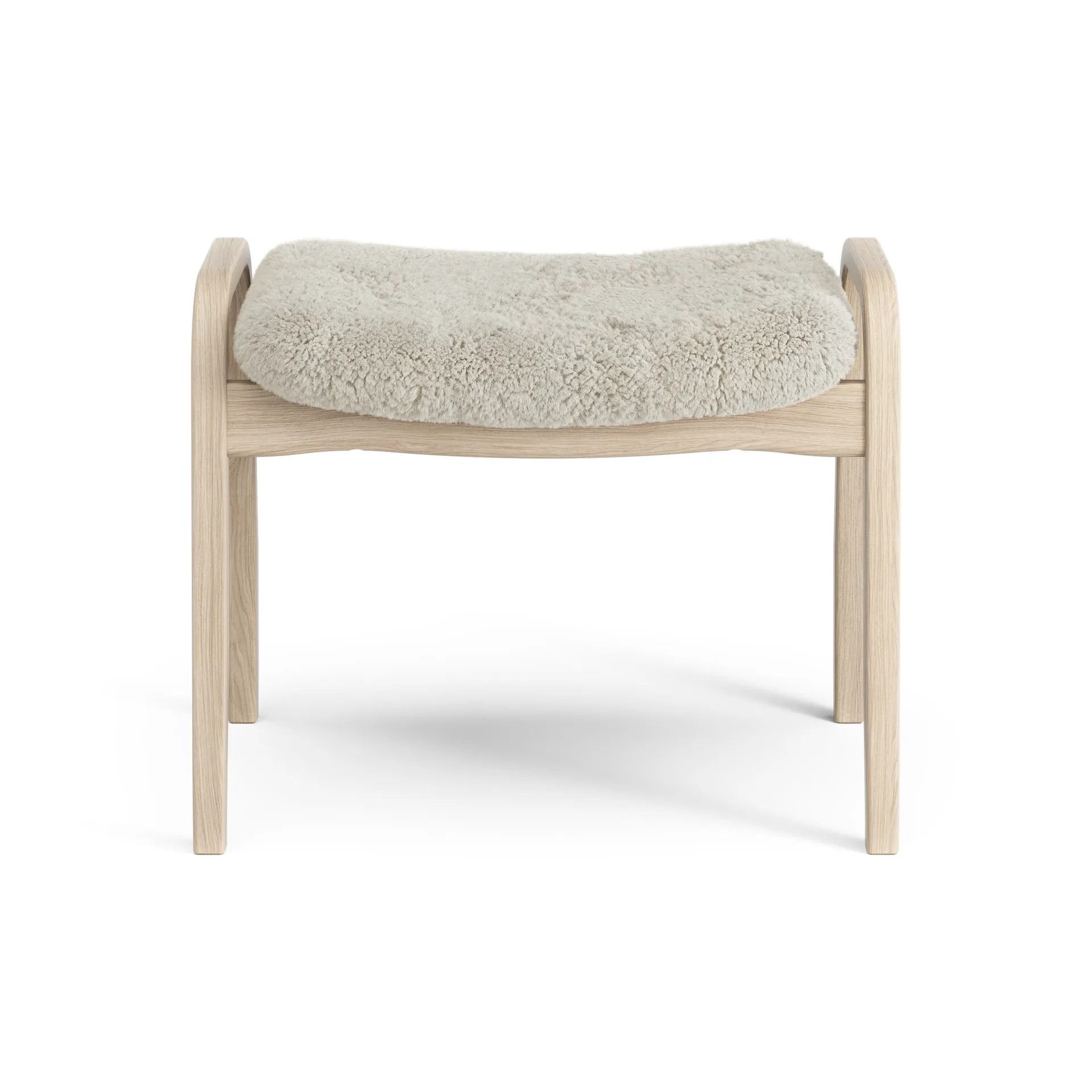 Poggiapiedi Lamino in rovere pigmentato bianco/pelle di pecora, Moonlight (beige) Swedese