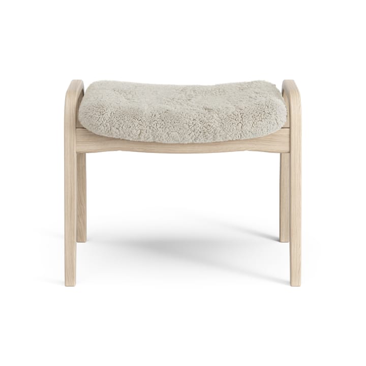 Poggiapiedi Lamino in rovere pigmentato bianco/pelle di pecora, Moonlight (beige) Swedese