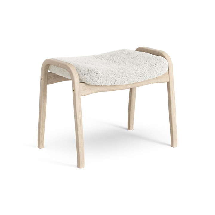 Poggiapiedi Lamino in rovere pigmentato bianco/pelle di pecora - Off-white (bianco) - Swedese