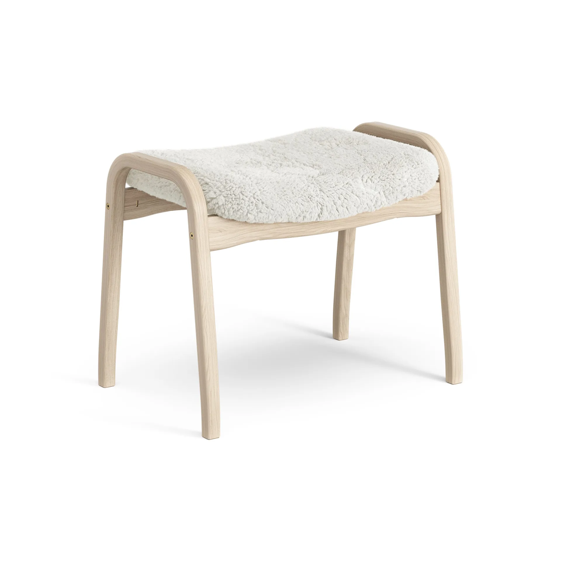 Poggiapiedi Lamino in rovere pigmentato bianco/pelle di pecora, Off-white (bianco) Swedese