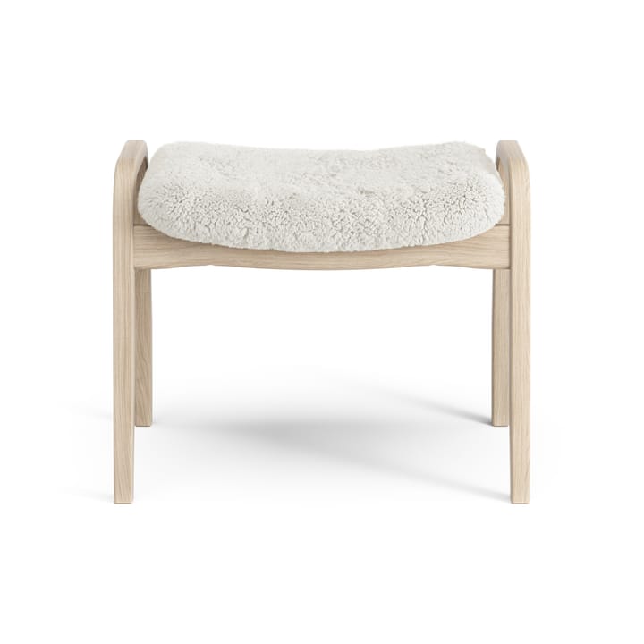Poggiapiedi Lamino in rovere pigmentato bianco/pelle di pecora, Off-white (bianco) Swedese