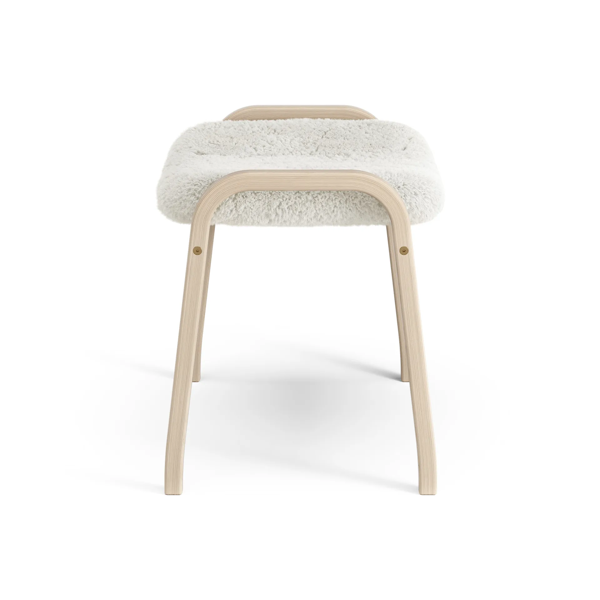 Poggiapiedi Lamino in rovere pigmentato bianco/pelle di pecora, Off-white (bianco) Swedese
