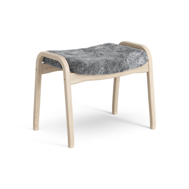 Poggiapiedi Lamino in rovere pigmentato bianco/pelle di pecora - Sahara (marrone nougat) - Swedese