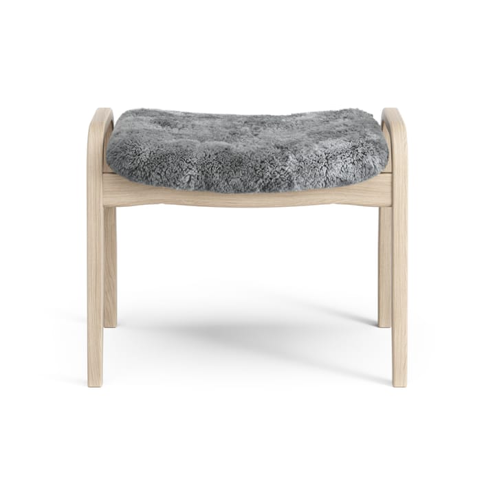Poggiapiedi Lamino in rovere pigmentato bianco/pelle di pecora, Sahara (marrone nougat) Swedese