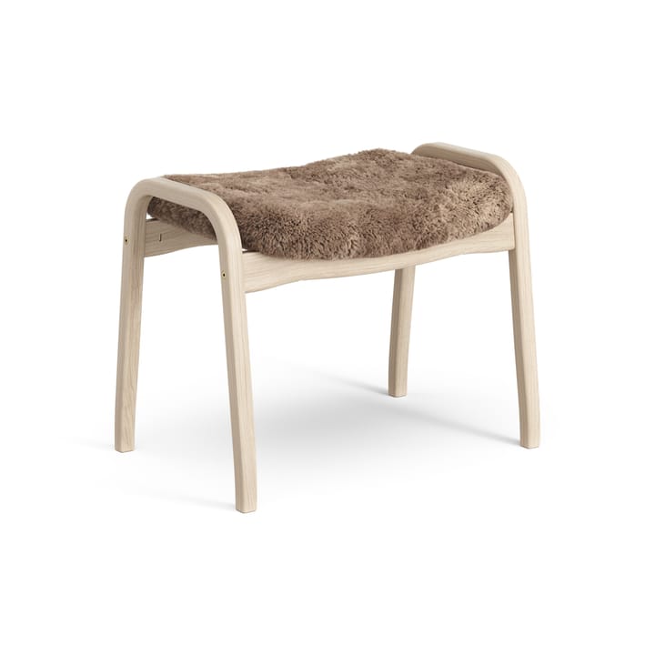 Poggiapiedi Lamino in rovere pigmentato bianco/pelle di pecora - Scandinavian grey (grigio) - Swedese