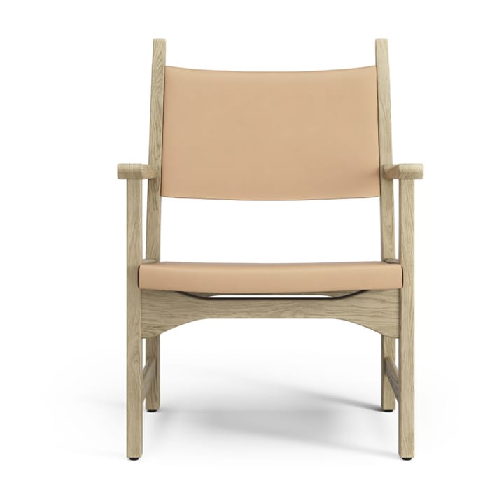 Poltrona Caryngo, Rovere laccato naturale, cuoio colore naturale Swedese