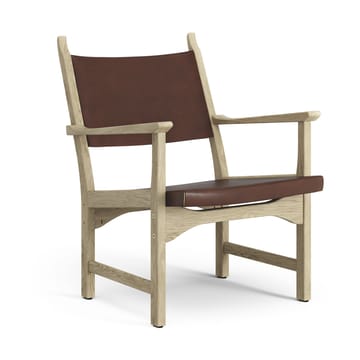 Poltrona Caryngo - Rovere laccato naturale, cuoio marrone rossastro - Swedese