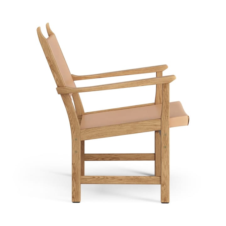 Poltrona Caryngo, Rovere oliato, cuoio colore naturale Swedese
