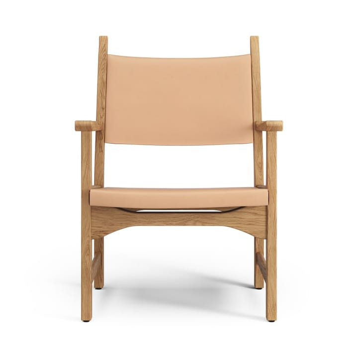 Poltrona Caryngo, Rovere oliato, cuoio colore naturale Swedese