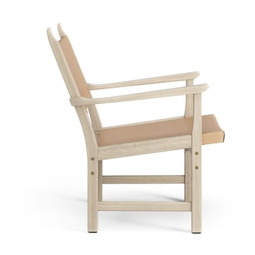 Poltrona Caryngo - Rovere pigmentato bianco, cuoio colore naturale - Swedese