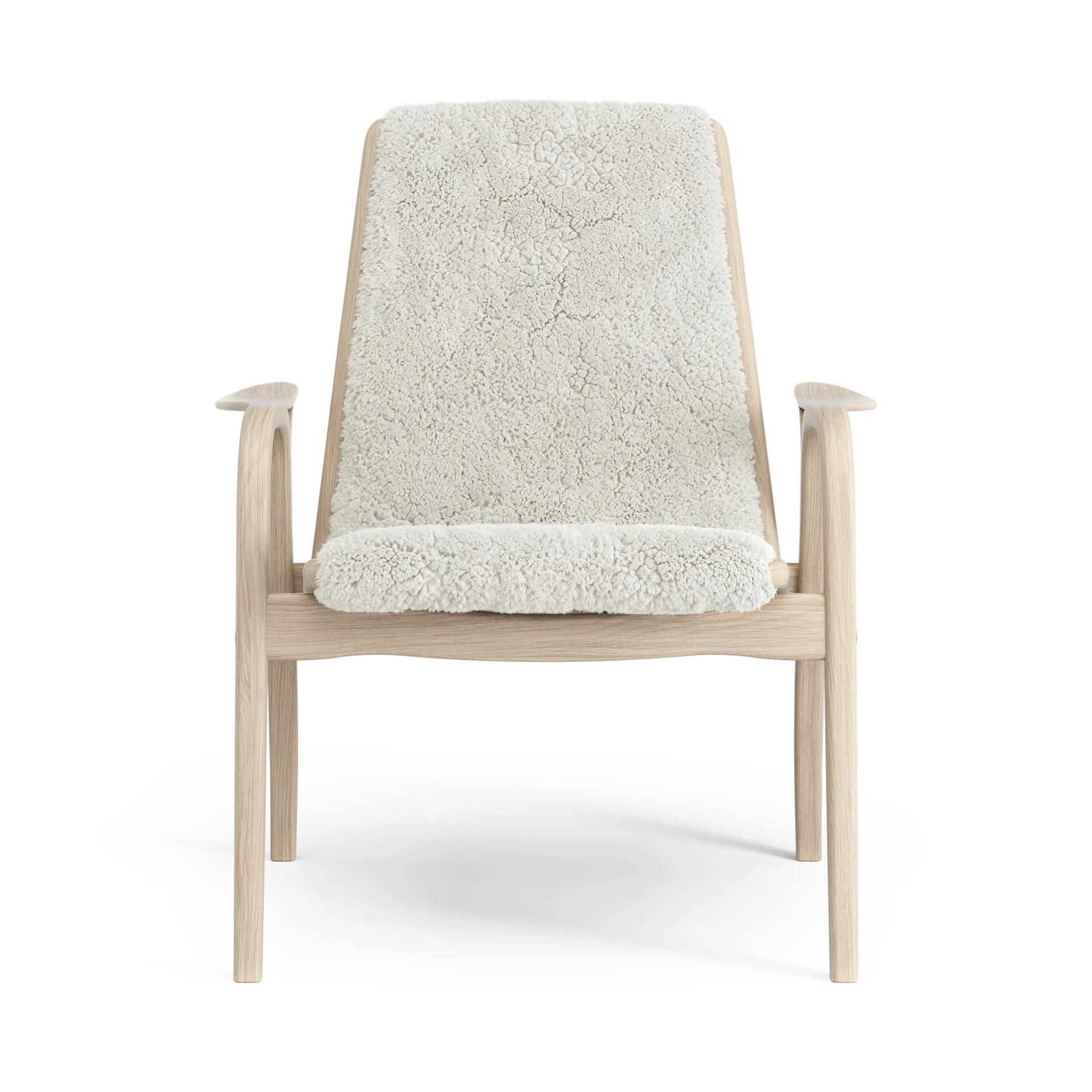 Poltrona Laminett in rovere pigmentato bianco/pelle di pecora, Off-white (bianco) Swedese