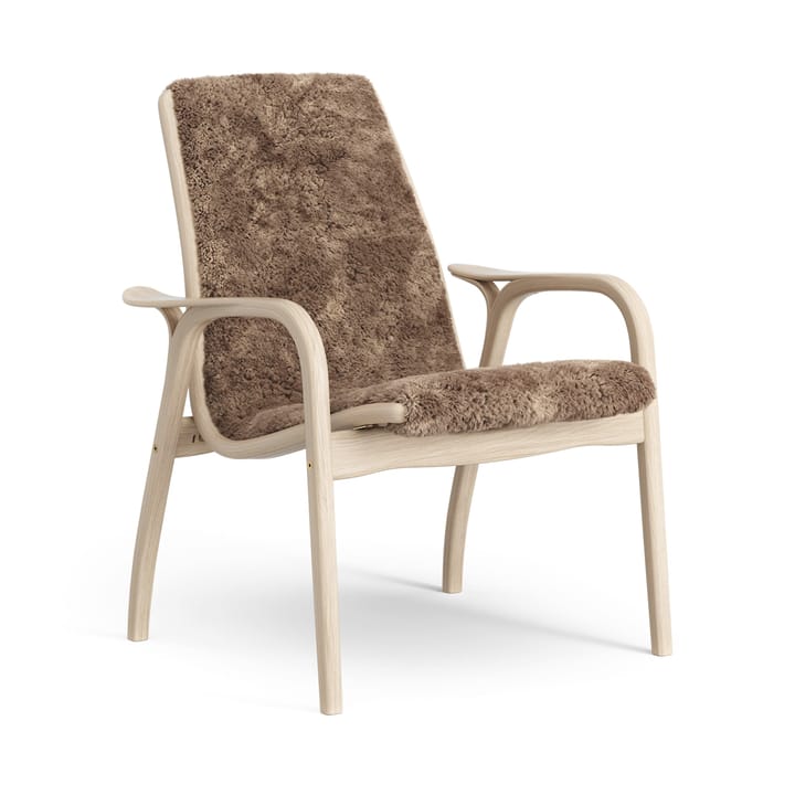 Poltrona Laminett in rovere pigmentato bianco/pelle di pecora - Sahara (marrone nougat) - Swedese