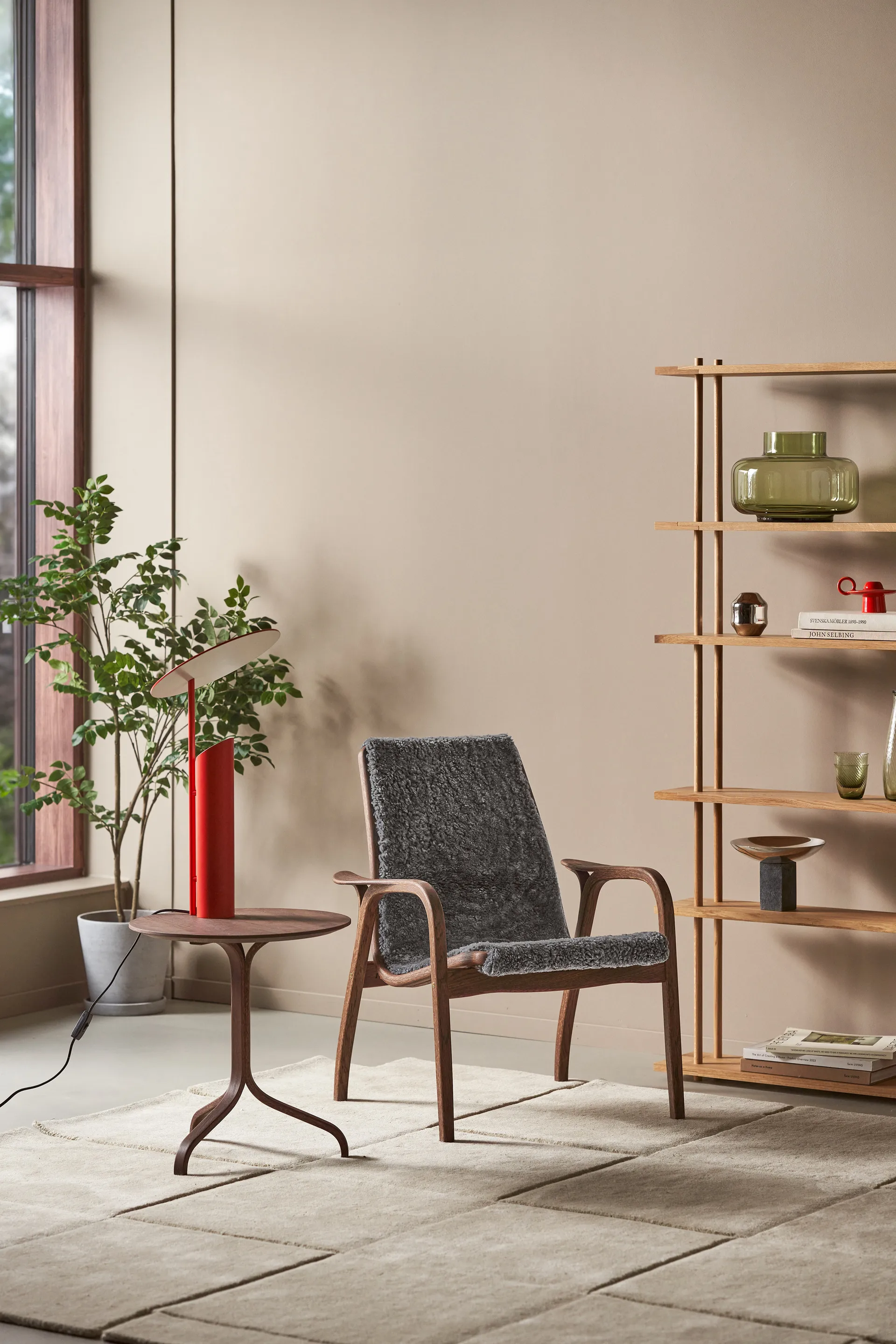 Poltrona Laminett in rovere/pelle di pecora Special Edition, Rubio Monocoat Chocolate-Charcoal Swedese