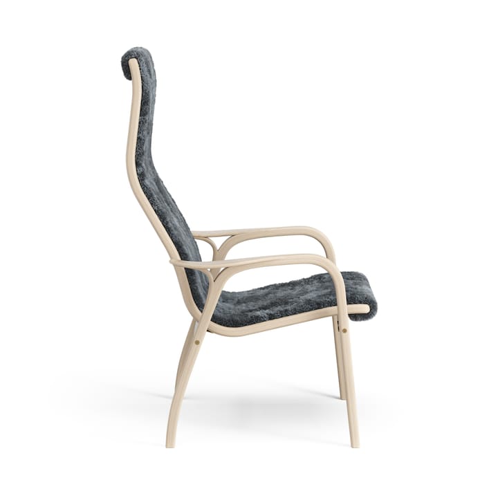 Poltrona Lamino in rovere pigmentato bianco/pelle di pecora, Charcoal (grigio scuro) Swedese