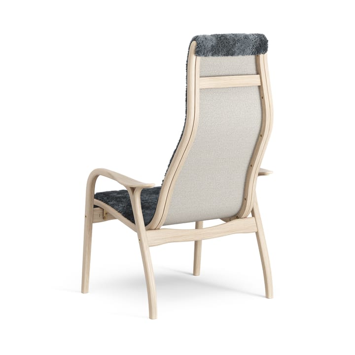 Poltrona Lamino in rovere pigmentato bianco/pelle di pecora, Charcoal (grigio scuro) Swedese