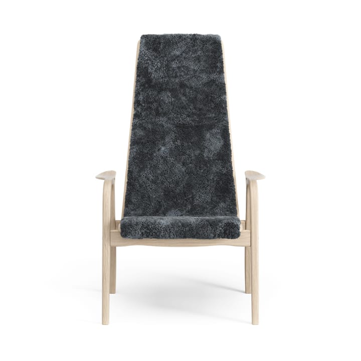 Poltrona Lamino in rovere pigmentato bianco/pelle di pecora, Charcoal (grigio scuro) Swedese