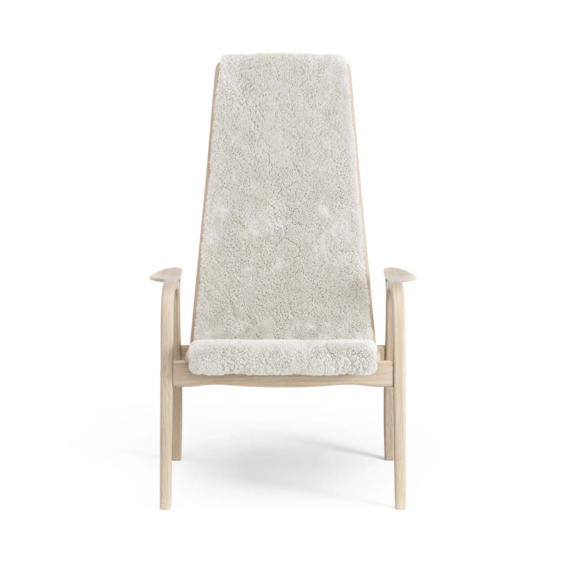 Poltrona Lamino in rovere pigmentato bianco/pelle di pecora, Off-white (bianco) Swedese