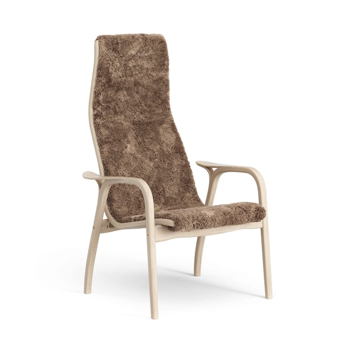 Poltrona Lamino in rovere pigmentato bianco/pelle di pecora - Sahara (marrone nougat) - Swedese