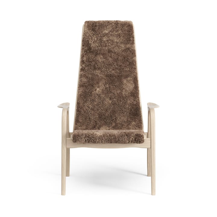 Poltrona Lamino in rovere pigmentato bianco/pelle di pecora, Sahara (marrone nougat) Swedese