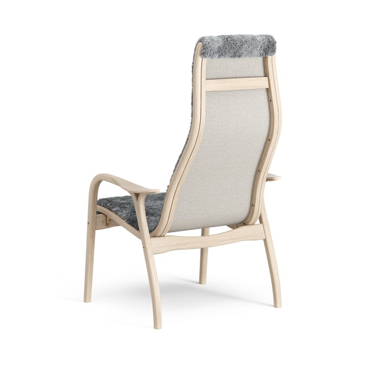 Poltrona Lamino in rovere pigmentato bianco/pelle di pecora, Scandinavian grey (grigio) Swedese