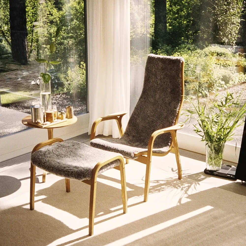 Poltrona Lamino, Nero, pelle, rovere oliato Swedese