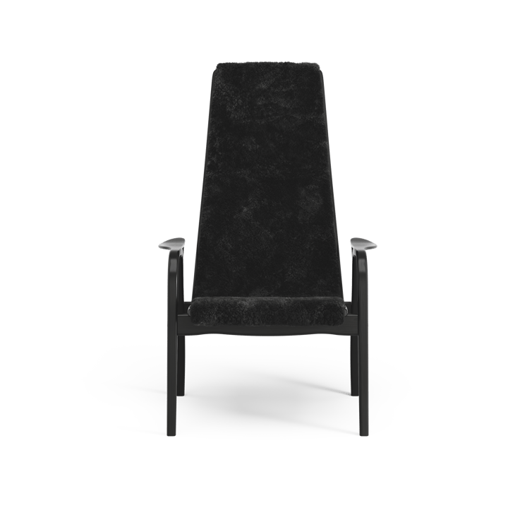 Poltrona Lamino, pelle di pecora nera, faggio tinto nero Swedese