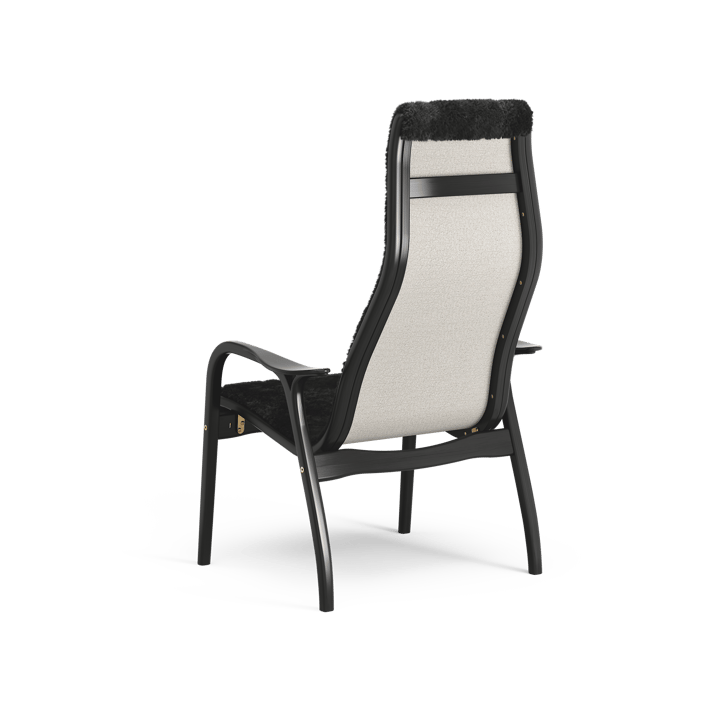 Poltrona Lamino, pelle di pecora nera, faggio tinto nero Swedese