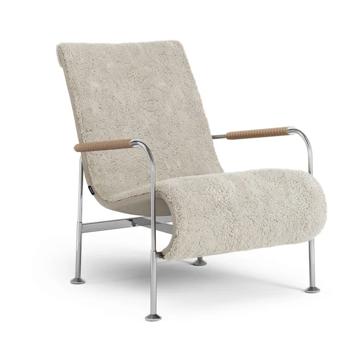 Poltrona Serpentine - Pelle di pecora Moonlight-cromo-Tärnsjö Nature - Swedese