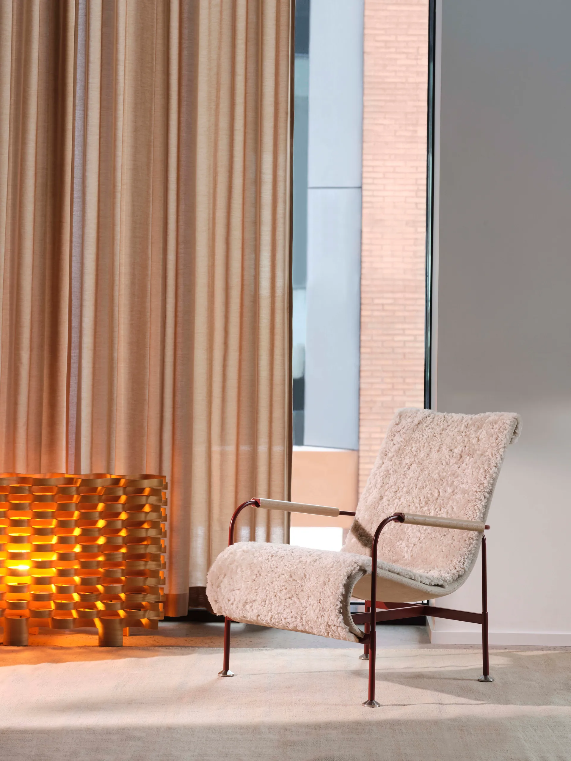 Poltrona Serpentine, Tessuto Romo Linara Rye-cromo Swedese