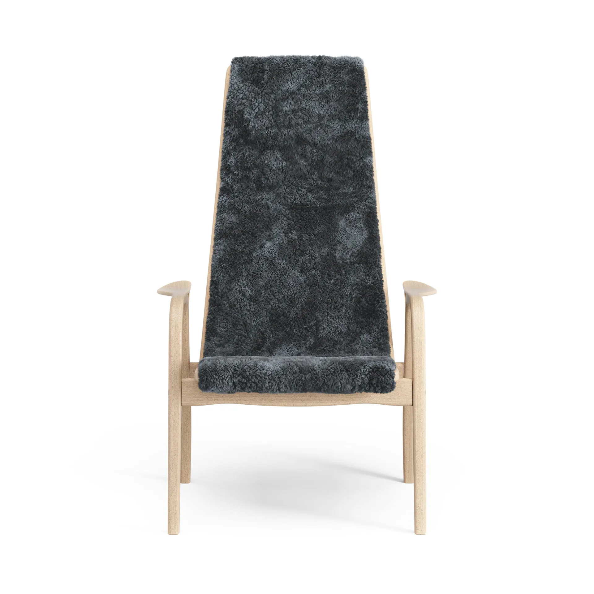 Poltroncina Lamino laccata faggio/pelle di pecora, Charcoal (grigio scuro) Swedese