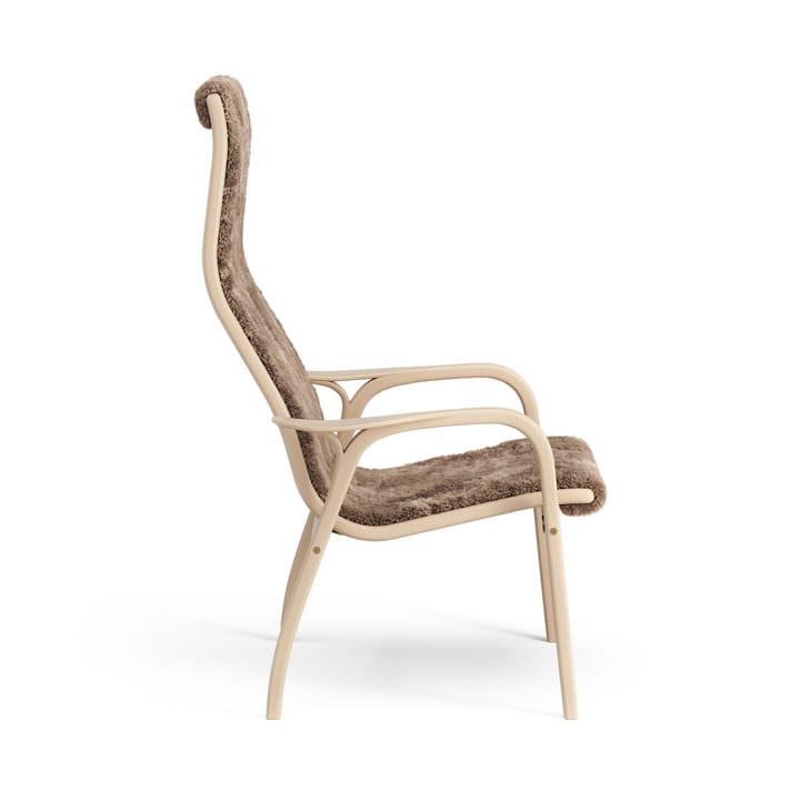 Poltroncina Lamino laccata faggio/pelle di pecora, Sahara (marrone nougat) Swedese