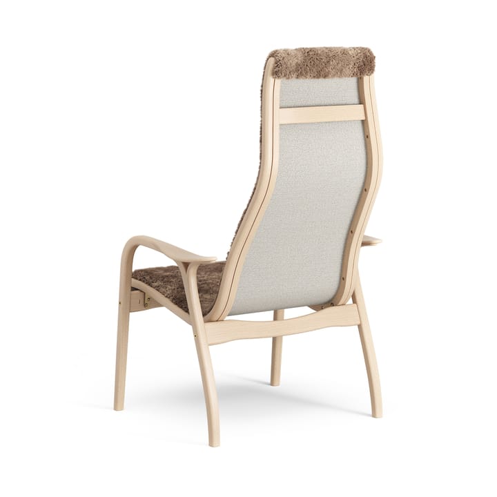 Poltroncina Lamino laccata faggio/pelle di pecora, Sahara (marrone nougat) Swedese