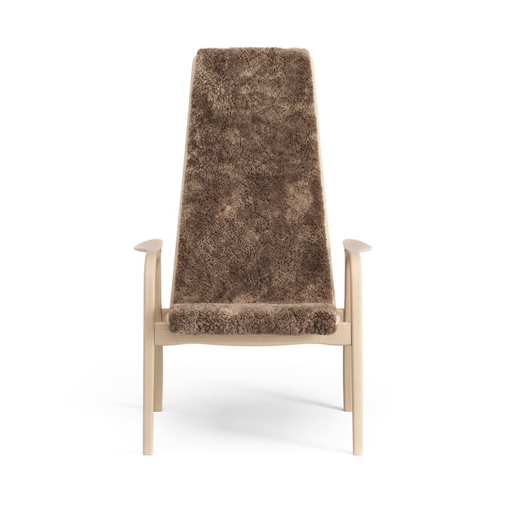 Poltroncina Lamino laccata faggio/pelle di pecora, Sahara (marrone nougat) Swedese