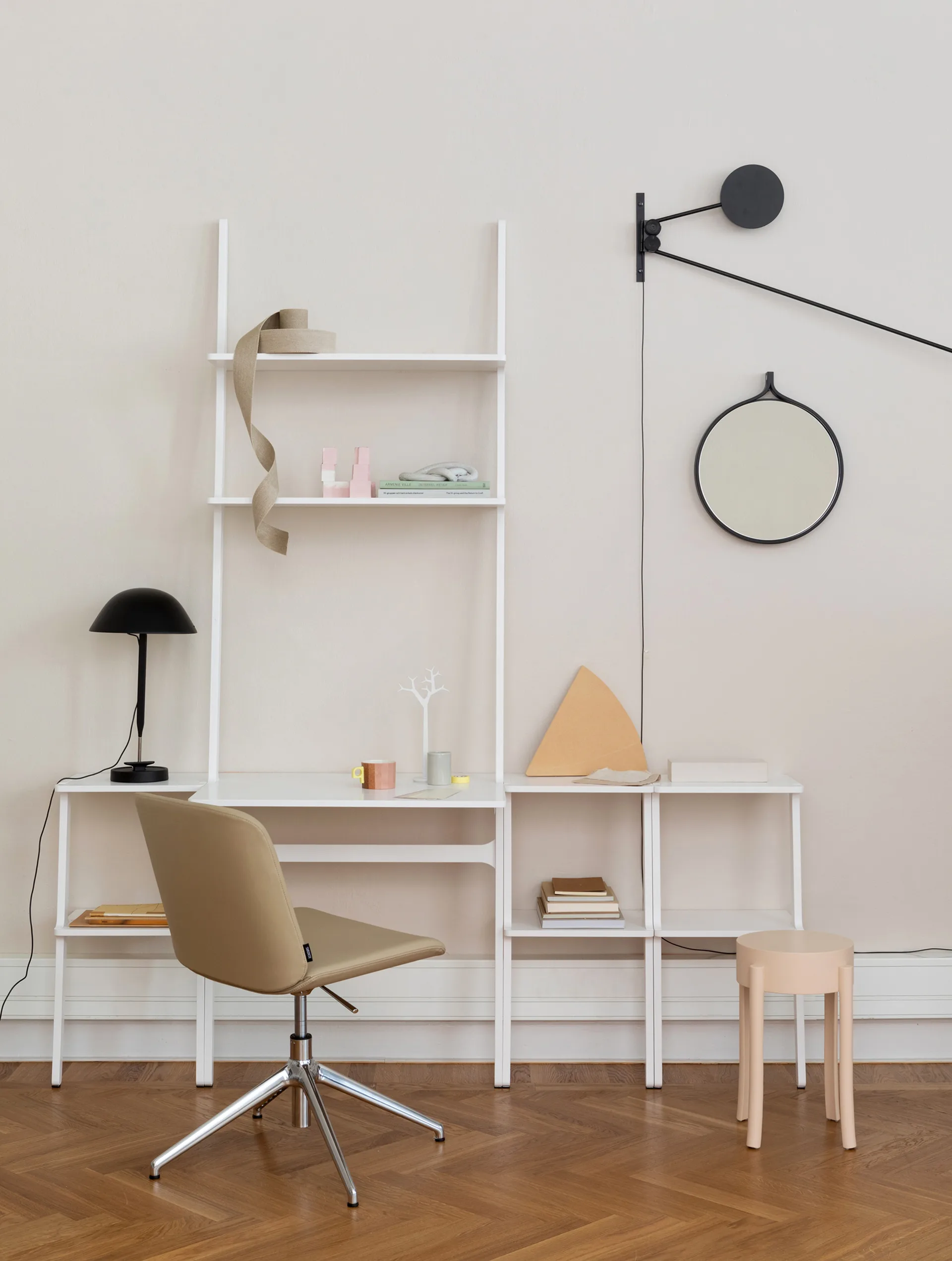 Scaffale Libri 2 mensole, Frassino laccato in noce Swedese